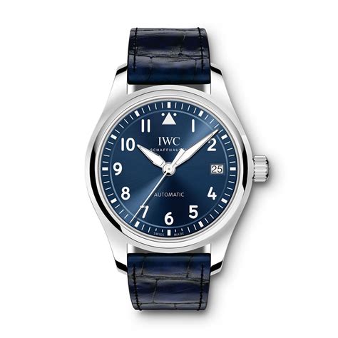 iwc blue face|iwc pilot 36mm on wrist.